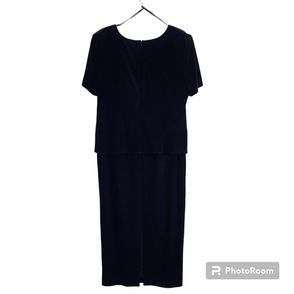 R&M Richards Holiday Party Dress Black Velvet Long Maxi Dress Womens 14 - Picture 3 of 5